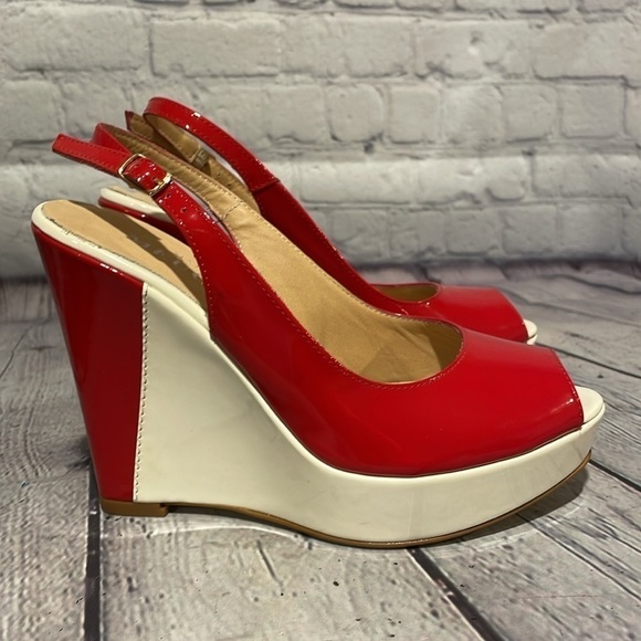 Sesto Meucci Size 5 1/2 wedges white and red NWOB - Picture 1 of 6